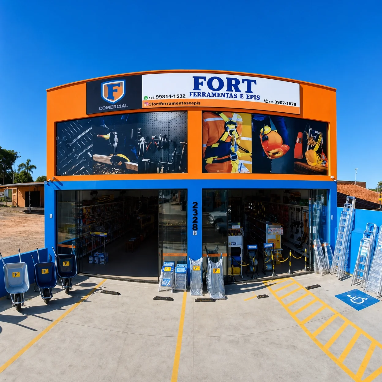 Loja Fort Ferramentas e EPIs em Presidente Prudente Fachada da Fort Ferramentas e EPIs em Presidente Prudente - Loja completa de equipamentos de segurança e ferramentas profissionais